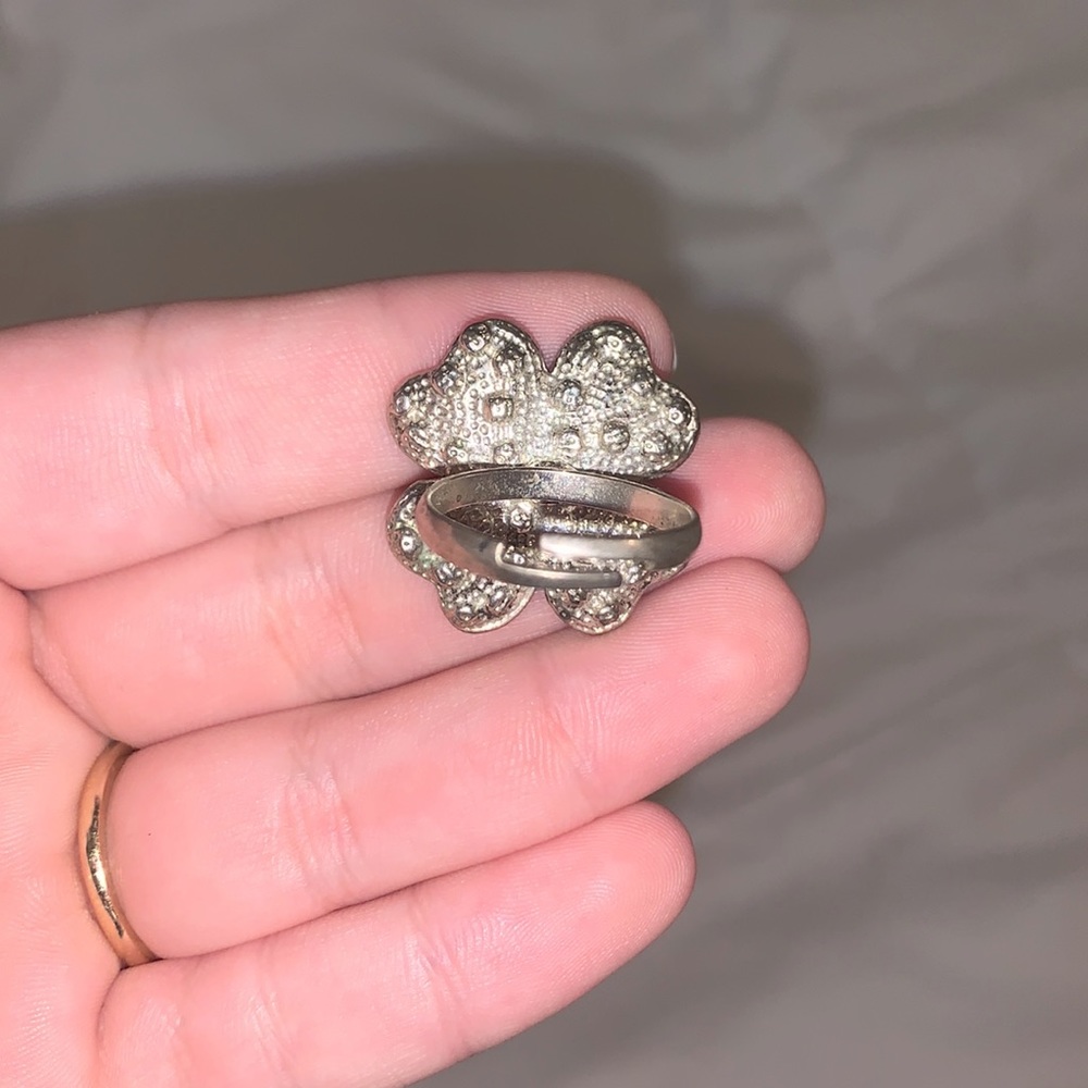 Blue Crystal Flower Statement Ring Adjustable - image 2